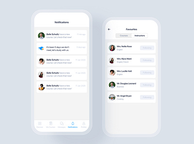 Notifications - Online Course UI Kit app certificate class course app courses education education app instructor interface learning material minimal mobile premium school subscription teacher training ui kit video app