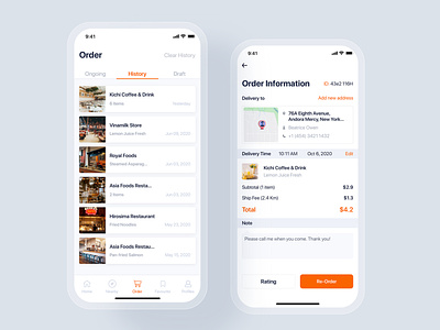 Order History - Food Delivery UI Kit
