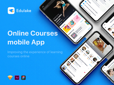 Edulake - Online Course mobile UI Kit app app ui bundle certificate coaching course education elearning instructions learning learning platform online course school student study teacher teaching trainer traning tutorial