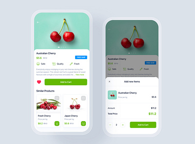 Online Grocery mobile concept app ui delivery food home kitchen interface market material mobile online grocery order recipes shopping supermarket tracking ui kit