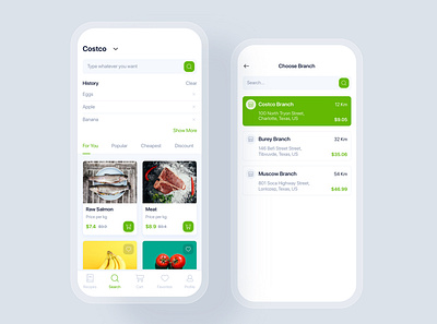 Online Grocery mobile concept app ui delivery food home kitchen interface market material mobile online grocery order recipes shopping supermarket tracking ui kit