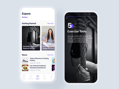 Workouts & Meal Planner mobile concept