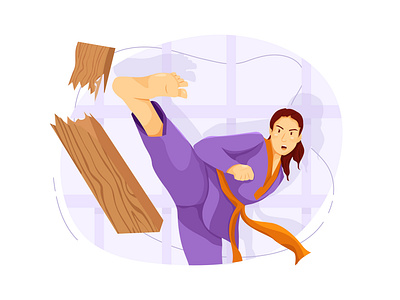 Karate fighter flat vector illustration concept