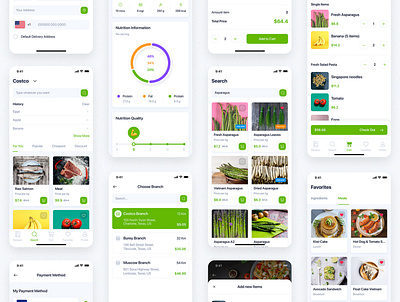 Delites - Online Grocery & Recipes UI Kit agriculture app ui booking delivery eatables ecommerce electronics food food delivery interface material mobile online grocery order ordering recipes supermarket tracking ui ui kit