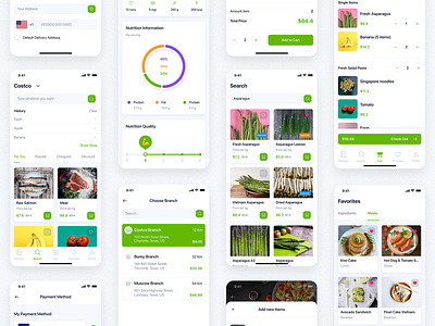 Delites - Online Grocery & Recipes UI Kit agriculture app ui booking delivery eatables ecommerce electronics food food delivery interface material mobile online grocery order ordering recipes supermarket tracking ui ui kit