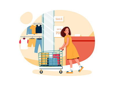 Woman doing shopping Illustration concept app business cart commerce commercial concept credit customer delivery device e commerce ecommerce flat illustration payment purchase shop smart smartphone web