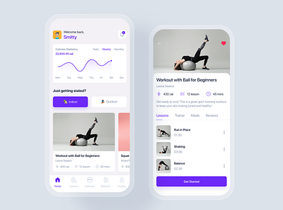 Fitness & Workout mobile app concept app concept fitness gym mobile sport template theme trainer training ui ui kit ux workout yoga