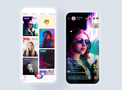 Live Streaming mobile app concept app concept feed home live mobile podcast social stream streaming template ui uikit ux video