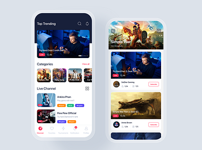 Game Streaming mobile app concept app concept feed home interface live material mobile podcast social stream streaming template ui ui kit uikit ux video