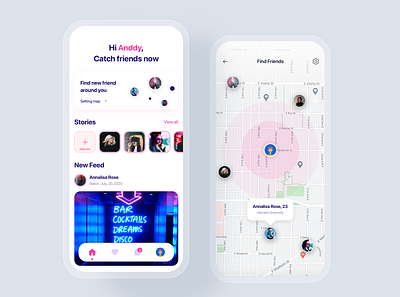 Find new Friend - Dating mobile app UI concept app chat concept date dating feed interface love match material meet mobile social template ui ui kit uikit ux