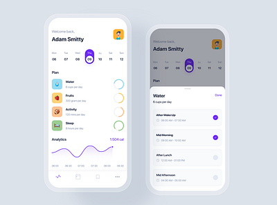 Health Track mobile app concept app calendar concept datetime event interface kit material mobile plan schedule template todo list ui ui kit uikit ux