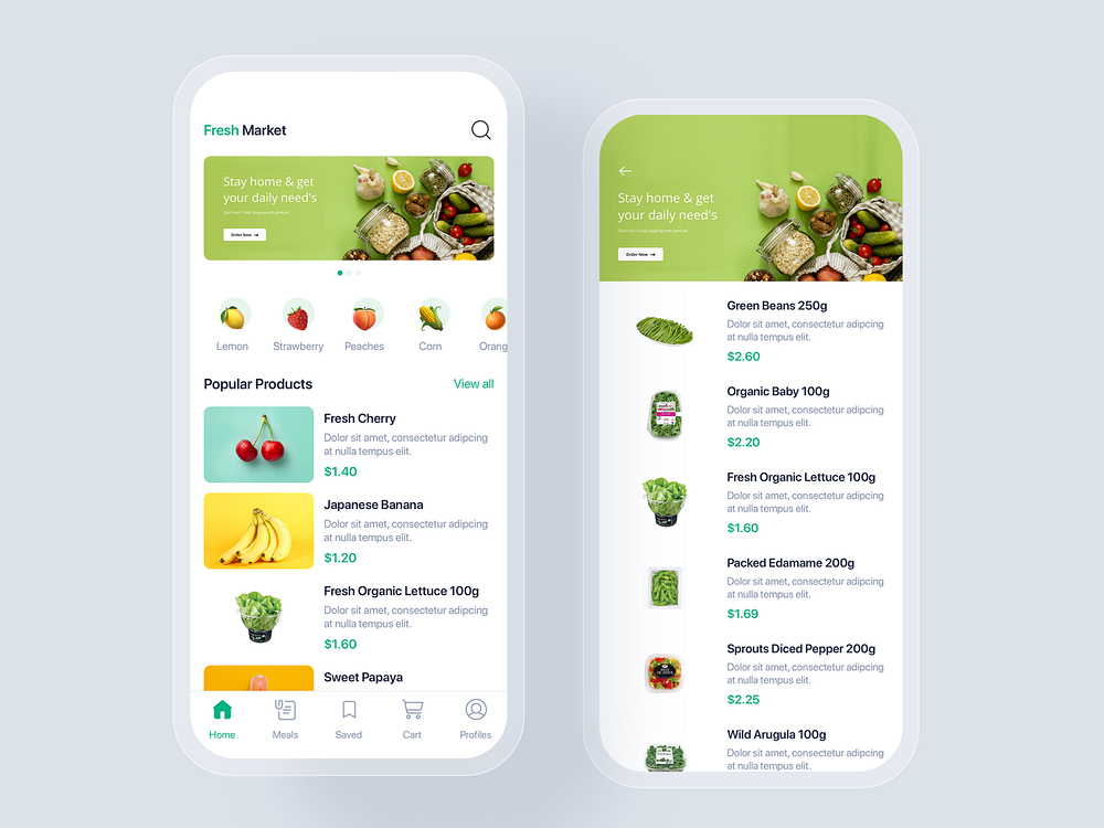 Fresh Market mobile app UI concept by HoangPts on Dribbble