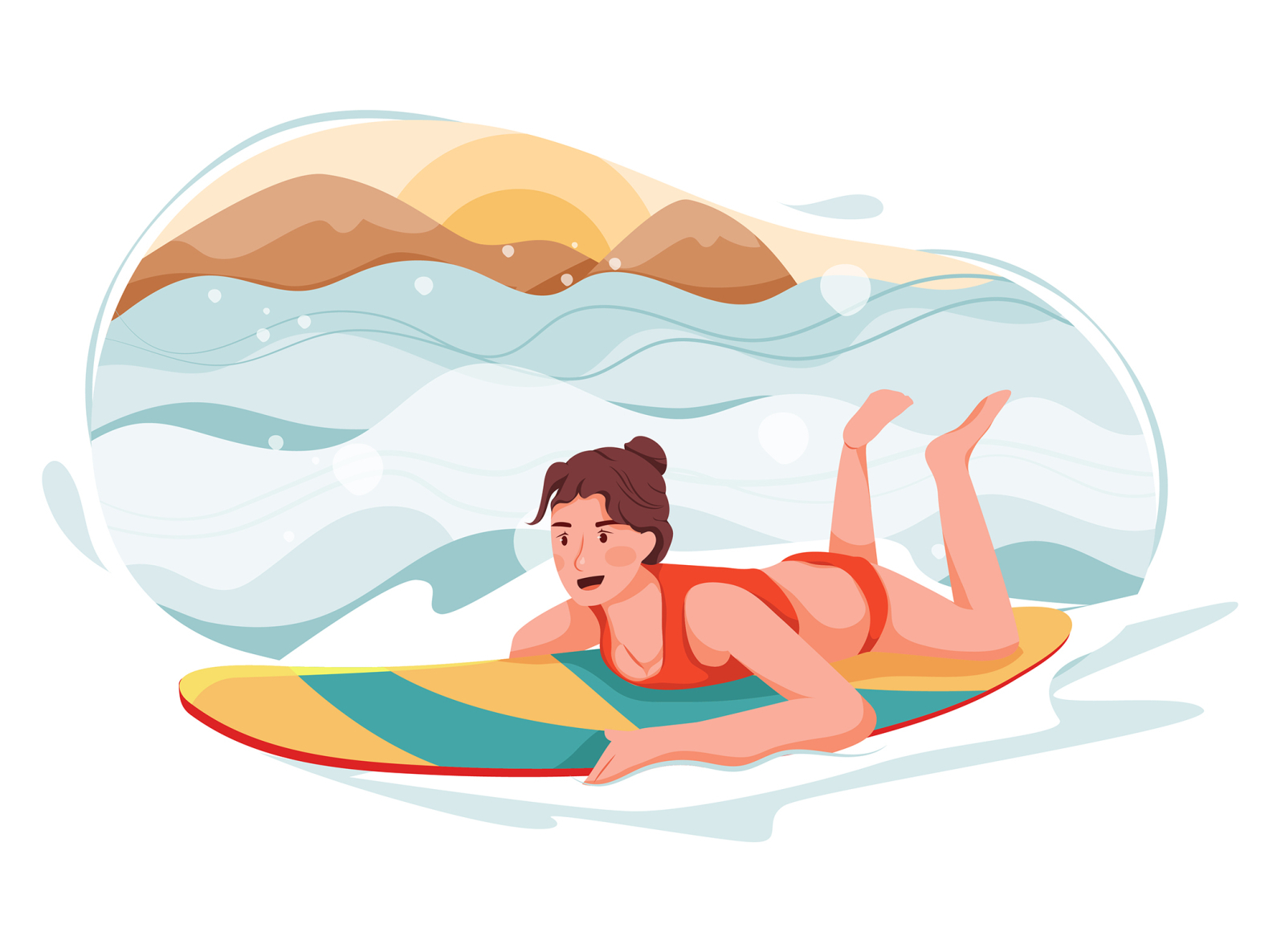 Lady enjoying surfing in sea by HoangPts on Dribbble