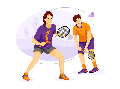 Young man and girl playing badminton outdoors action active activity adventure biking exercise extreme fitness health healthy lifestyle lifestyles man nature outdoor people sport sports team workout