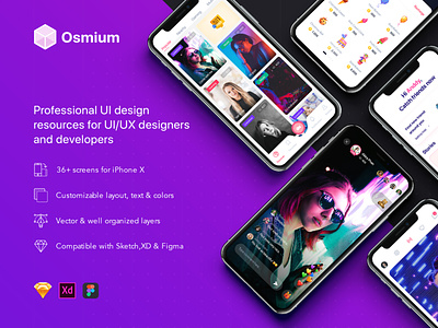 Osmium UI Kit android ui app app ui design interface ios ios ui material mobile mobile app mobile ui resource sketch template ui ui design ui kit ui kits ux design ux ui