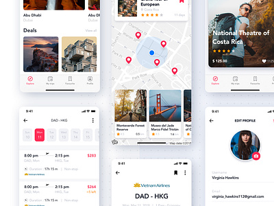 Travel booking mobile app concept