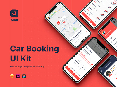 Juber Car Booking UI Kit app app ui booking car design gojek ios material mobile mobile app mobile ui sketch taxi app template ui ui design ui kit ui kits ux design ux ui