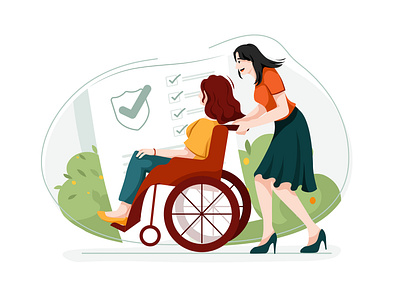 Disability insurance Illustration accident healthcare house illustration life insurance policy protect protection residence safe safety security service shield