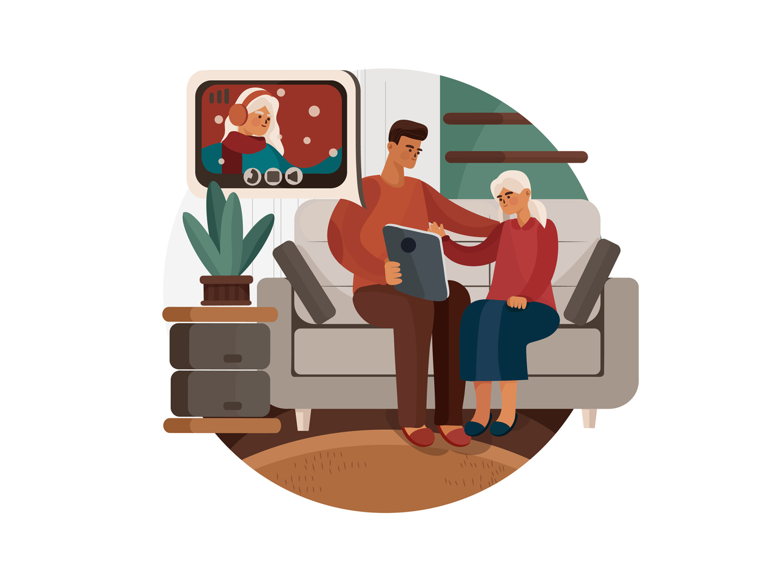 Father and his girl video calling to family member by HoangPts on Dribbble