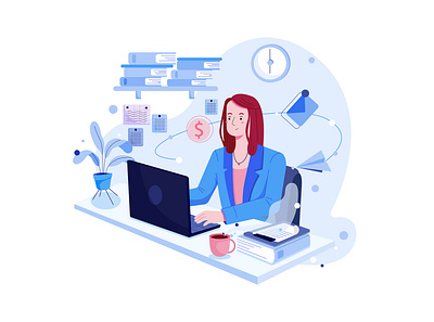 Freelance Illustration concept business desktop device freelance freelancer illustration launching office online people product project team teamwork working workplace workstation