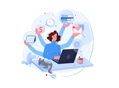 Freelance Illustration concept business desktop device freelance freelancer illustration launching office online people product project team teamwork working workplace workstation