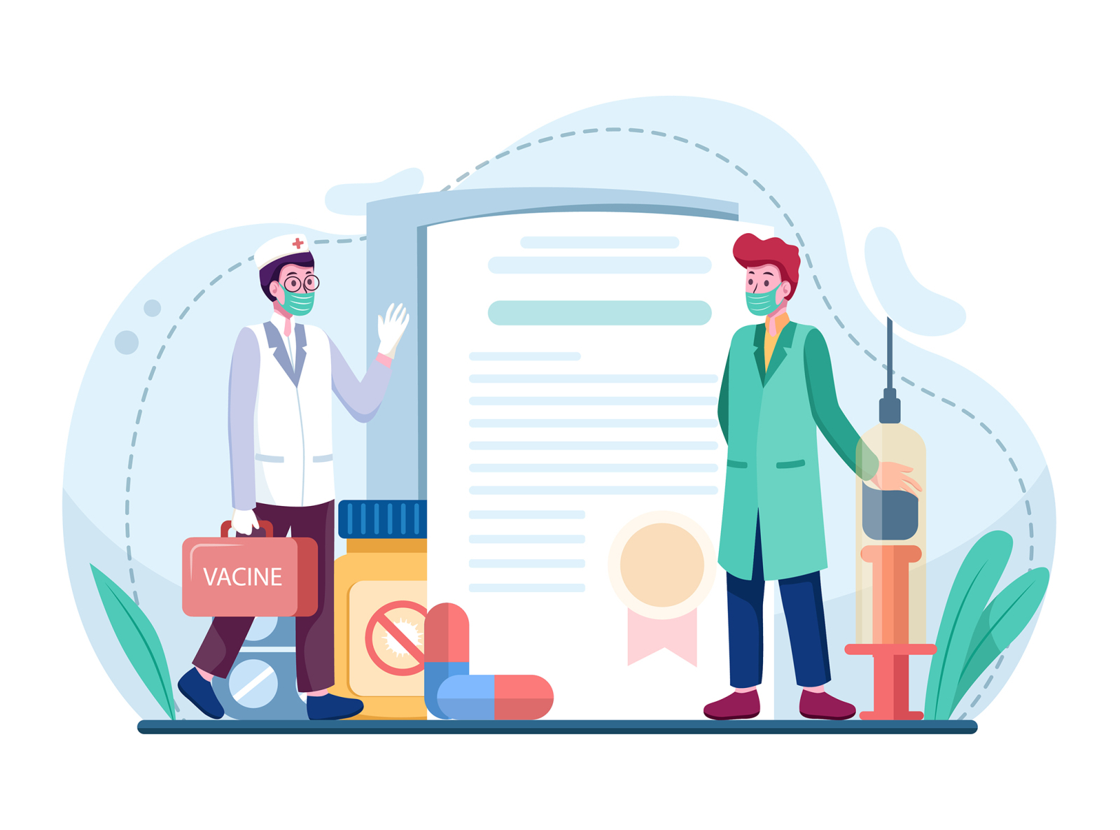 Doctor brings the vaccine kit by HoangPts on Dribbble