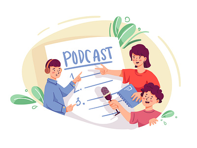 Podcasting Team Illustration