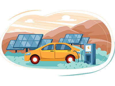 Solar Power Illustration Concept bio eco ecology environment factory illustration industry life nature power renewable energy save solar technology