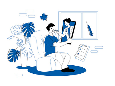 Online Doctor Consultation Illustration