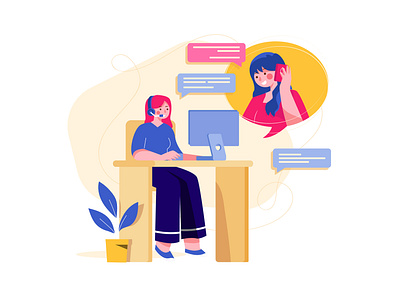 Customer Support Illustration Concept worker