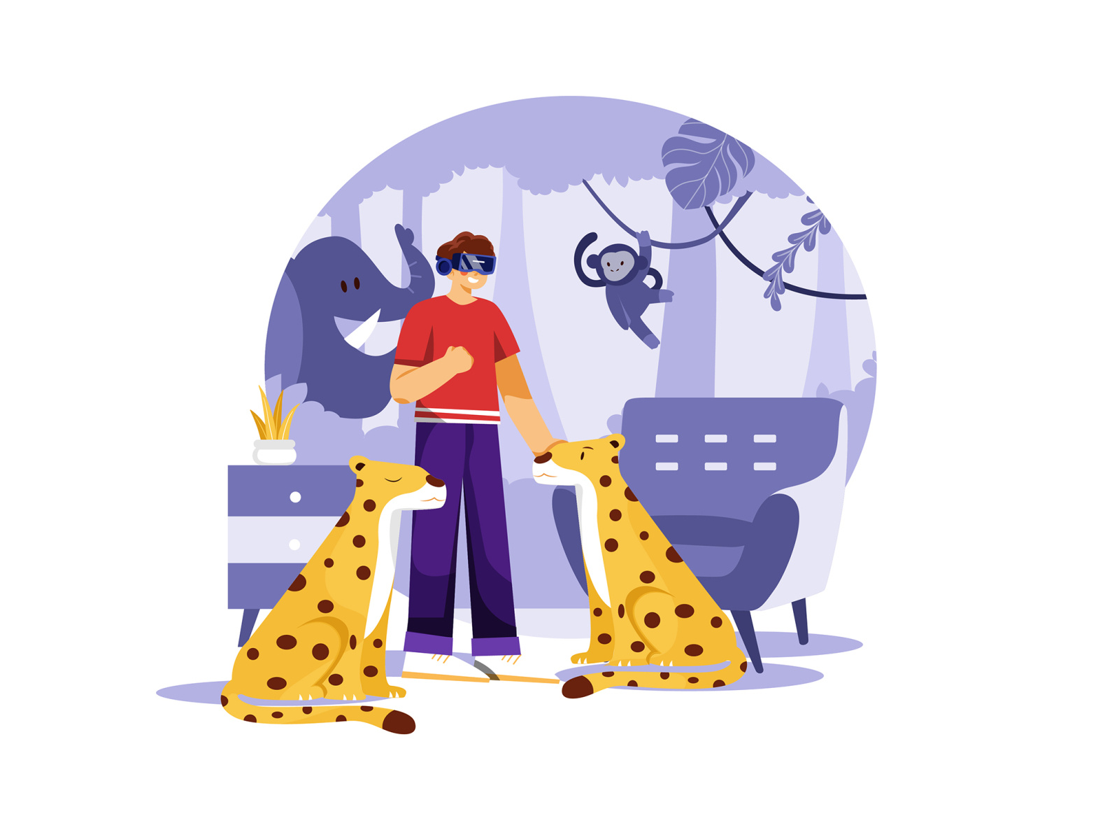 Man experiencing the virtual zoo by HoangPts on Dribbble