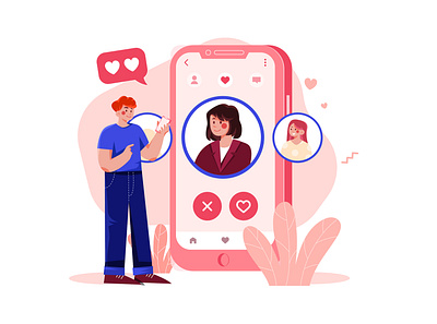 Online Dating Illustration Concept romance