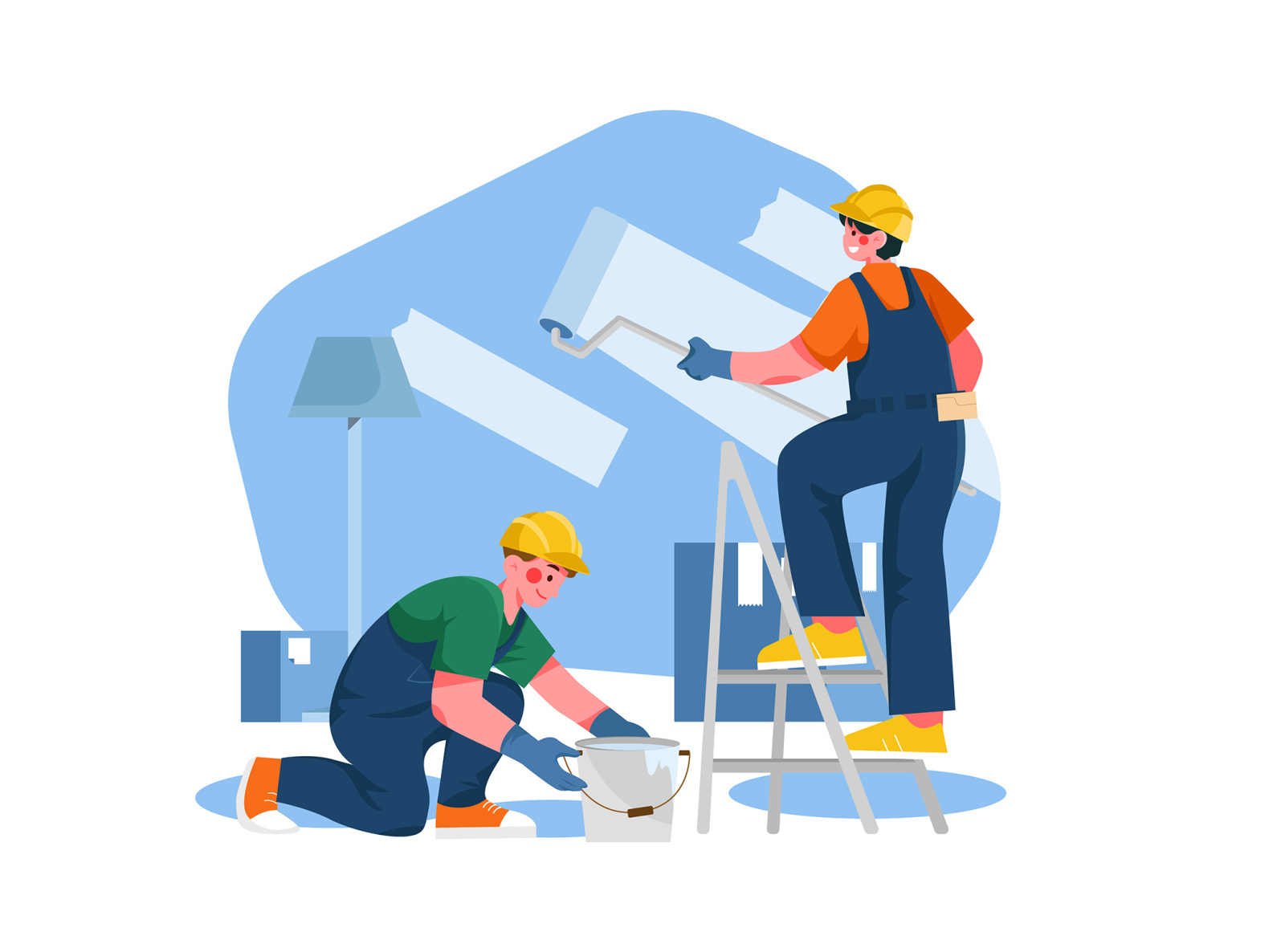 Construction worker painting wall by HoangPts on Dribbble