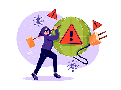 Internet Denial Of Service Attack Illustration concept hack