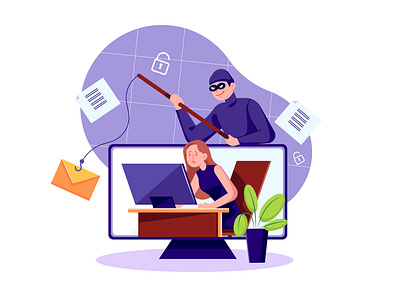 Email Phishing Attack Illustration concept hack