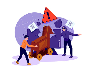 Computer Trojan Horse Attack Illustration concept