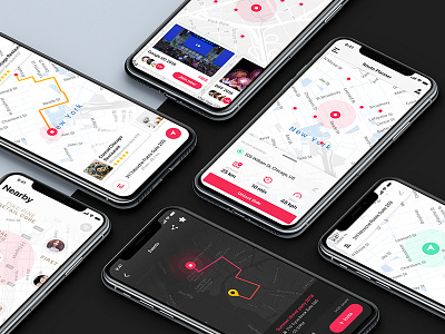 Map/Location UI Inspiration Template for iPhone X app booking event food hotel location map mockup restaurant search result tracking ui