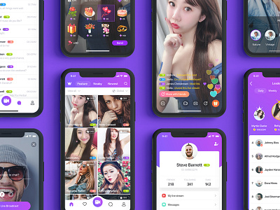 TOMO Video Streaming App Concept app ui chat dating flat interface live meet stream video