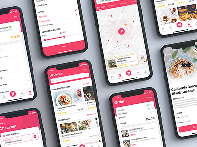 Foody - Food Ordering & Delivery App UI Kit concept delivery food grabfood material uber ui ui kit uikit uxui