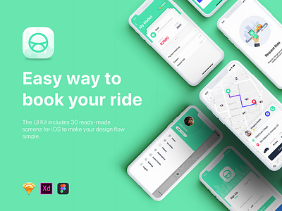 Aber Mobile UI Kit aber app app ui bundle flat interface ios map tracking material taxi ui uber ui ui kit