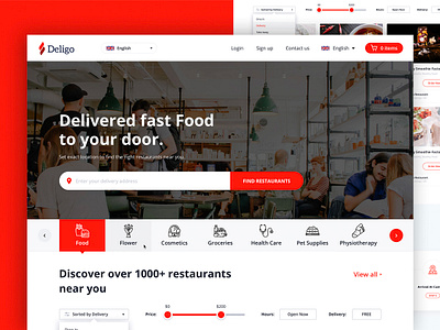 Deligo - Food Delivery Website delivery food fooddelivery foodwebsite landingpage login signin ui uikit ux