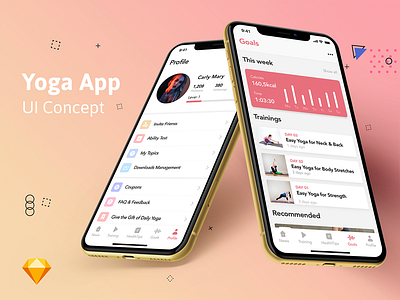 Yoga Fitness App Concept app beauty fitness gym heathy kit material mobile sport ui uxui yoga