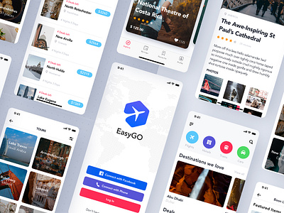 EASYGO - Travel App UI Kit app ui booking chat checkout empty interface login mobile search sign up travel ui kit