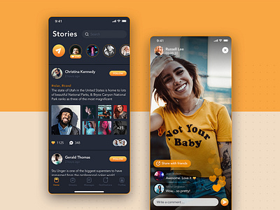 Video streaming screen - Social mobile UI concept chat feed message mobile ui profile sign in signup social stream ui ui kit video