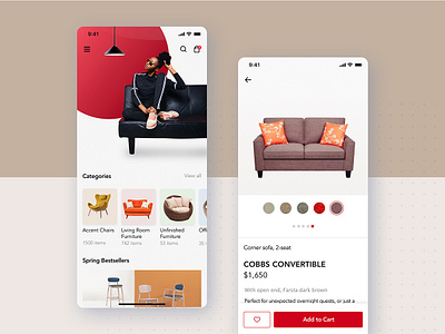 Furniture - Ecommerce App UI android app concept e shop ecommerce furniture ios app material shop shopping ui ui kit