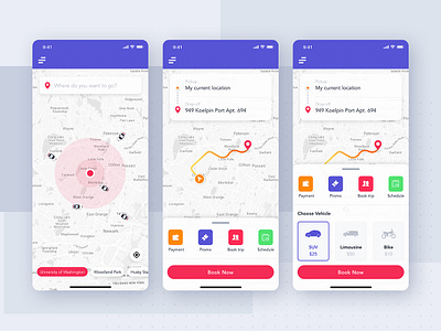 Taxi Booking service mobile template app app ui bundle flat interface material mobile tracking ui ui kit ux