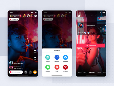 Live Streaming screen for Jazam - Social mobile app UI Kit