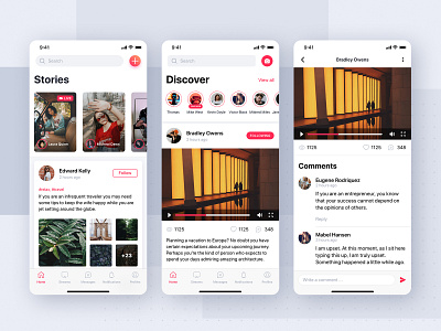 New feed screen for Jazam - Social mobile app UI Kit