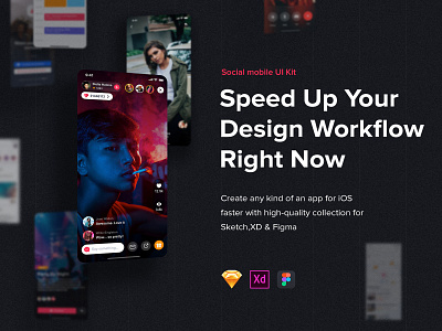 Jazam - Social mobile app UI Kit chat dating feed live message mobile ui profile sign in signup social stream ui ui kit