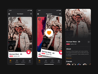 Swipe card & user profile mobile UI template